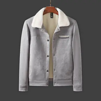 Мужская бархатная кожаная куртка из оленьей кожи 2021, осень-зима, новая Корейская толстая повседневная куртка из бархата, мотоциклетная одежда