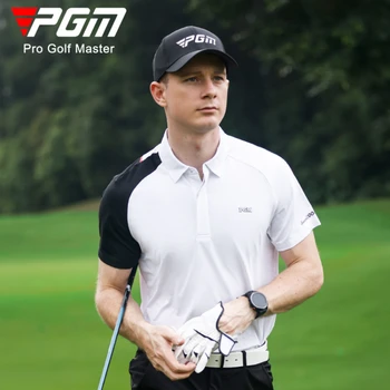 Мужская летняя футболка PGM Golf с коротким рукавом и лазерной перфорацией для впитывания влаги и быстрого высыхания YF586