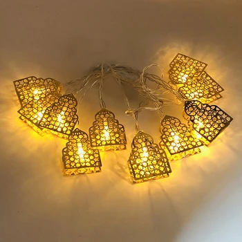 Мусульманский Ближний Восток Eid Creative Light String LED Железный Лунный замок Звездный дворец Освещение фестиваля Рамадан Моделирующая лампа Дивали