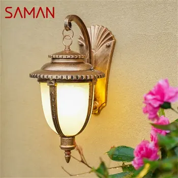 Настенные бра SAMAN Outdoor в стиле ретро, светодиодная водонепроницаемая бронзовая лампа IP65 для украшения крыльца дома