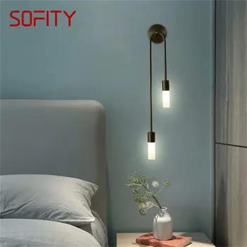 Настенный светильник SOFITY из латуни, современные золотые бра, простой светодиодный светильник для дома, гостиной