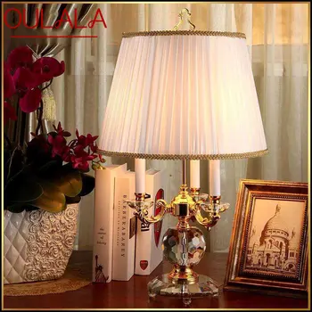 Настольная лампа из хрусталя OULALA, современный светодиодный настольный светильник с роскошным абажуром, декоративный для домашней столовой