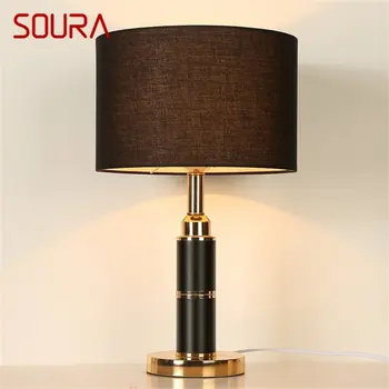 Настольные лампы SOURA Современный роскошный дизайн, светодиодная настольная лампа черного цвета, декоративная для дома, прикроватная тумбочка