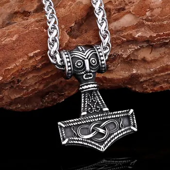 Новое винтажное ожерелье Odin Thor's Hammer Viking, Мужской Скандинавский Винтажный кулон-амулет из нержавеющей стали, Ювелирные изделия, аксессуары для вечеринок