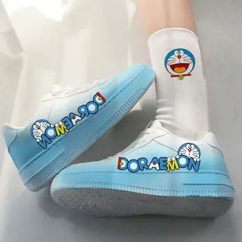 Новые весенние маленькие белые туфли Для девочек, милые кроссовки Doraemon Student Y2k, повседневная универсальная обувь для скейтбординга, женская обувь Kpop