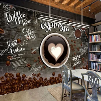Обои Эспрессо ручной росписи в стиле ретро, промышленный декор, обои для стен Кофейни, ресторана, фоновая фреска Papel Tapiz
