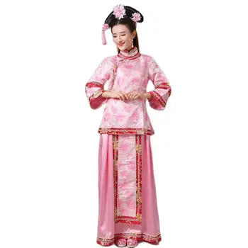 Одежда для съемок на телевидении, для сцены, Восточное женское королевское платье, Трехцветный костюм древней китайской принцессы Династии Цин