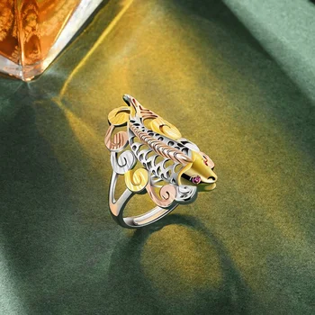 Открытое модное кольцо из цветного позолоченного серебра S925 пробы для женщин Изящного и модного цвета Серебряный указательный палец для женщин