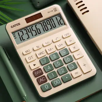 Офисный калькулятор с 12-значным большим ЖК-дисплеем, двойное питание (солнечная + аккумулятор) Настольный калькулятор для шоколада