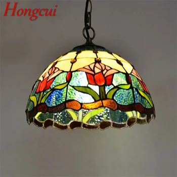 Подвесной светильник Hongcui Tiffany, светодиодная лампа, современные красочные светильники для украшения домашней столовой