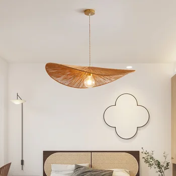 Подвесной светильник из ротанга в стиле Юго-Восточной Азии, столовая, кухня, спальня, светильники, лампа накаливания E27