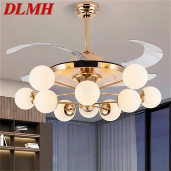 Потолочный вентилятор DLMH, невидимая роскошная лампа с дистанционным управлением, современный светодиодный золотой светильник для дома, гостиной