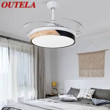 Потолочный вентилятор OUTELA, невидимая лампа с дистанционным управлением, современный простой мультяшный светодиодный светильник для дома, детской спальни
