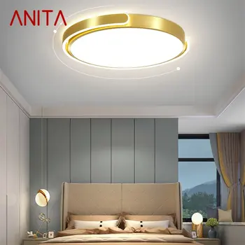 Потолочный светильник ANITA Nordic, современные золотые круглые лампы, простые светильники, светодиодные дома для гостиной