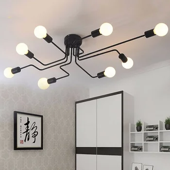 Потолочный светильник из кованого железа с несколькими головками в гостиной, индивидуальность, офис, спальня, ретро-лампа-паук