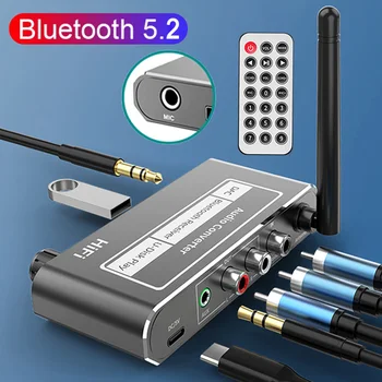 Приемник HIFI Bluetooth 5.2 3,5 мм Разъем AUX Стерео Беспроводной адаптер DAC коаксиальный цифроаналоговый преобразователь RCA Микрофон U-Диск