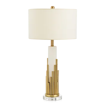 Простая настольная лампа American Metal Creativity Для украшения гостиной, Роскошная Мраморная гостиничная уютная прикроватная лампа для спальни