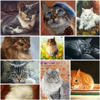 Рисунки с изображением животных и кошек Наборы для рукоделия для украшения спальни для взрослых Идеи персонализированных подарков Бесплатная Доставка 2023 ГОРЯЧИЕ
