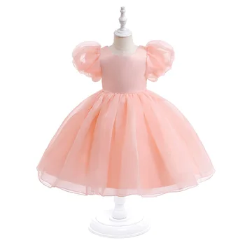 Розово-белый Элегантный Детский Праздничный костюм принцессы с пышными рукавами, Детский свадебный костюм, вечерние платья для девочек от 2 до 8 лет CL5522