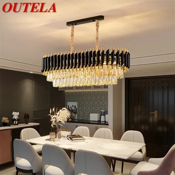 Роскошная люстра OUTELA, хрустальный прямоугольный подвесной светильник, домашний светодиодный светильник в постмодернистском стиле для гостиной, столовой