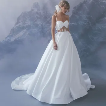 Свадебные платья с пайетками TIXLEAR Princess, сексуальные свадебные платья со шлейфом трапециевидной формы на тонких бретельках, Vestido De Novia