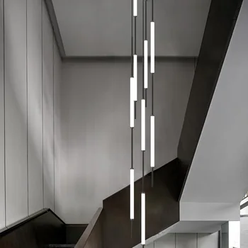 Светодиодная Современная минималистичная новая лестница двухуровневое здание вилла лофт дизайнерский гостиничный холл сверхдлинная спиральная люстра