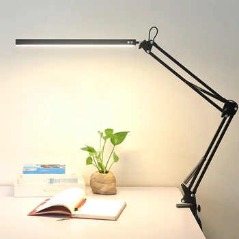 Светодиодная настольная лампа с зажимом для ухода за глазами, лампа для чтения с регулируемой яркостью, 3 цветовых режима, Поворотная лампа, USB-зажимная настольная лампа, Лампа дневного света