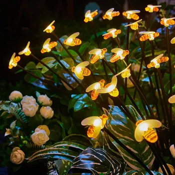 Светодиодные солнечные фонари-пчелы-светлячки на открытом воздухе для украшения сада бонсай, вечеринки с барбекю, декоративной лампы, освещения дорожки во внутреннем дворике