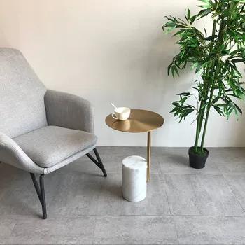 Скандинавский современный минималистичный дизайн гостиной из круглого натурального мрамора, журнальный столик на заказ оптом