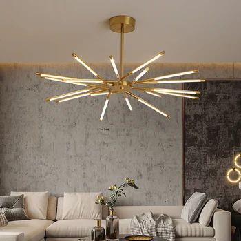 Современная дизайнерская Золотая светодиодная люстра для спальни, гостиной, кухни, столовой, кабинета, подвесной светильник, Подвесной потолочный светильник в скандинавском стиле