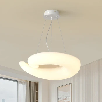 Современная светодиодная потолочная люстра для спальни Гостиной детской комнаты в скандинавском минимализме Белый подвесной светильник Внутреннее освещение