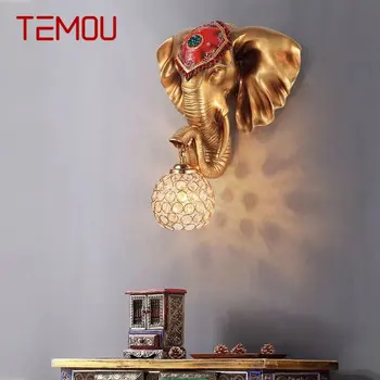 Современные настенные светильники в виде слона TEMOU, светодиодный интерьерный креативный европейский светильник-бра из смолы для домашнего декора гостиной и холла