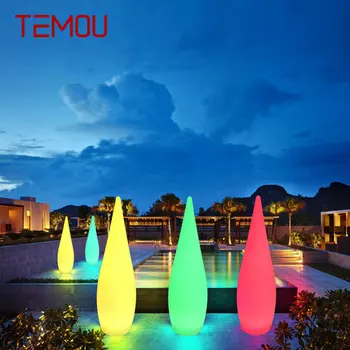 Современный ландшафтный светильник TEMOU USB 16 цветов Светодиодный пульт дистанционного управления Креативный светильник для лужайки с капельками воды Водонепроницаемый IP65 для сада
