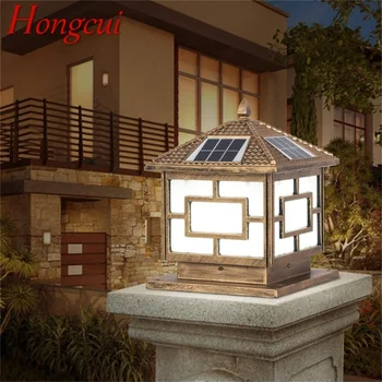 Солнечный Наружный светильник Hongcui LED Post Light Водонепроницаемое Современное освещение для внутреннего дворика, веранды, балкона, виллы во внутреннем дворе
