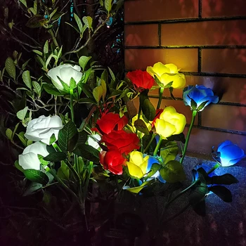 Солнечный цветочный светильник, лампа в виде розы, светодиодный солнечный светильник для украшения сада, водонепроницаемая уличная ландшафтная лампа для газона во внутреннем дворике