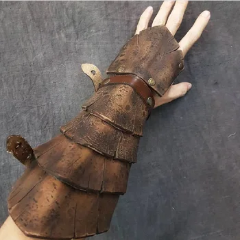 Средневековый кожаный браслет в стиле стимпанк, боевая рукавица викингов, длинные перчатки, ретро Регулируемый ремень с пряжкой, косплей костюм