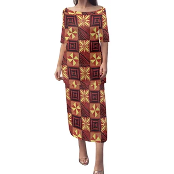 Татуировка с тотемом Полинезийского племени Самоа, принты Самоа, женская повседневная одежда с коротким рукавом, комплект из двух предметов, винтажное платье, Роскошь