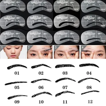 Трафарет для бровей 24 стиля, направляющая для формирования формы для карты Eyebrowstyle, шаблон для создания макияжа, набор для формирования бровей