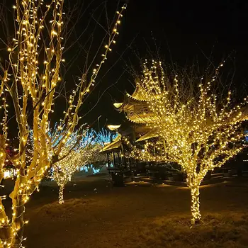 Уличные гирлянды 20 м, 200 светодиодов, гирлянда, сказочный свет, 8-режимный Рождественский свет для праздничной вечеринки, свадебного украшения.