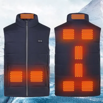 Управление мужскими пальто и куртками с интерфейсом USB, тремя двойными нагревательными устройствами, контроль температуры зарядки жилета, 9 двойных жилетов