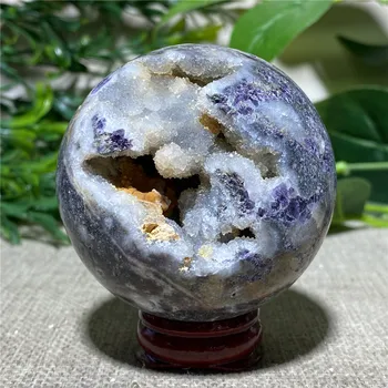 Фиолетовая сфера из сфалерита, натуральный камень и Хрустальный шар, Оригинальные Подарочные украшения для медитации и Викки для украшения дома