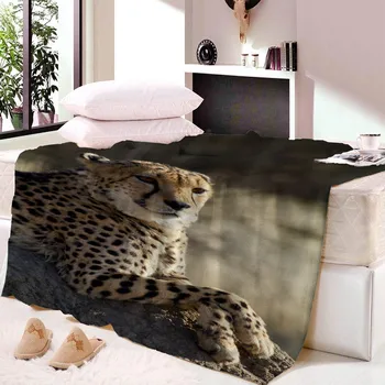 Фланелевое одеяло с рисунком гепарда, Мягкое легкое теплое, для путешествий, для кемпинга, Подарок для детей и взрослых, украшение дивана-кровати