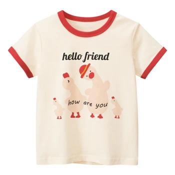 Футболка для малышей 2-7 лет, футболки с коротким рукавом, детская летняя футболка с буквенным принтом