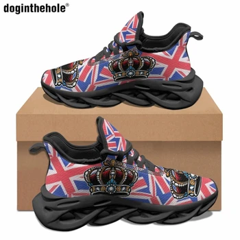Художественный дизайн Собачьей норы С рисунком Короны Британского флага, Женская повседневная обувь на плоской подошве, Уличные Трендовые кроссовки, Популярные Уличные кроссовки