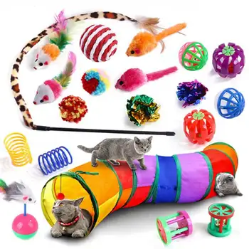 Шарики в форме Мыши для Кошки, Складные Игрушки для Котенка, Игровой Туннель, Забавная Кошачья Палатка, Имитирующие Рыбные Принадлежности, 20 комплектов