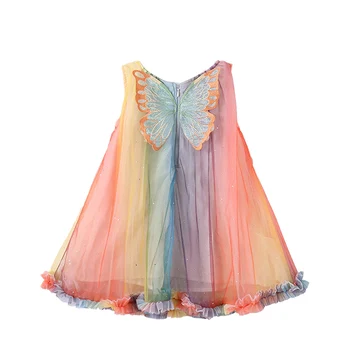 Элегантное платье принцессы из сетчатого материала для маленьких девочек, летняя одежда для девочек, праздничная одежда для детей от 2 до 8 лет