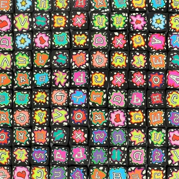 бусины из полимерной глины 10 мм, цветные Бусины с квадратными буквами, Россыпные Бусины для изготовления ювелирных изделий, Браслет ручной работы, Ожерелье, Аксессуары