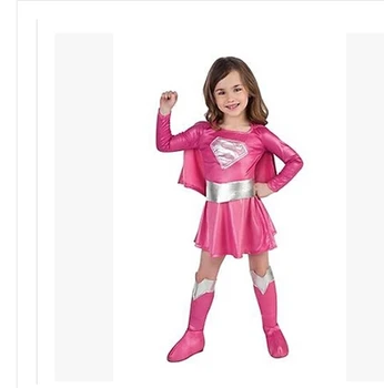детское ярко-розовое платье Суман для девочек, костюм супергероя Суман для косплея на Хэллоуин с накидкой, ботинками, поясом