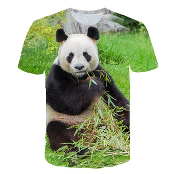 футболки kawaii panda с животным 3D принтом, уличная одежда, Повседневная мода, футболка с круглым вырезом, футболки для мальчиков и девочек, топы, одежда