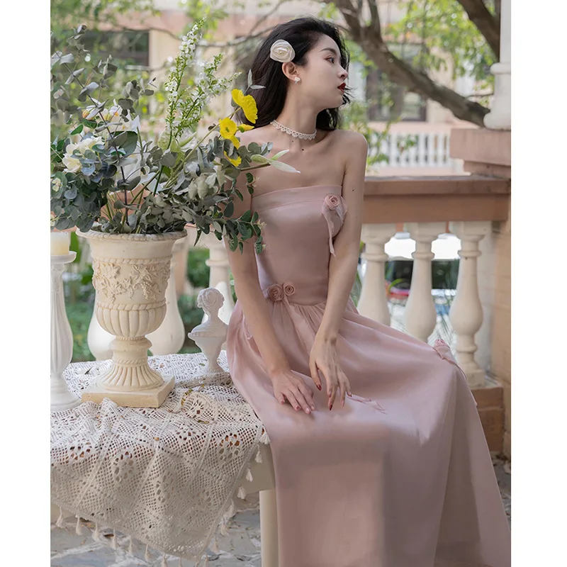 2022 Принцесса Цветок Розовое Вечернее платье для выпускного вечера Элегантные Женские вечерние платья со шнуровкой и открытой спиной 0